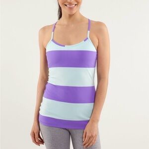 Women's Lululemon Power Y Tank Luon Light Bold Stripe Power Purple Size 6